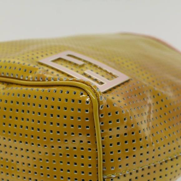 FENDI punching Hand Bag Patent leather Yellow Auth yk8587 - Picture 9 of 16